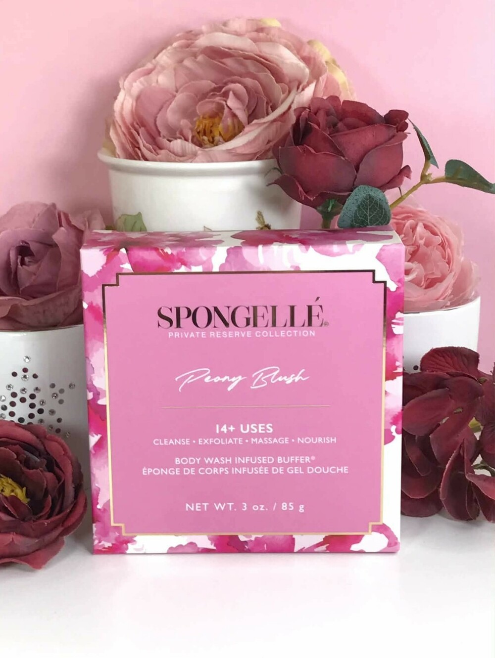 Spongelle Peony Blush Body Wash Infused Buffer Flower Sponge 85g *BNIB!